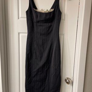 Empire waist pinstripe dress with vintage-style lace trim Size 4